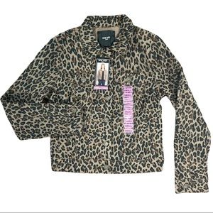 Nine West jeans jacket leopard pattern size small long sleeve missy jacket